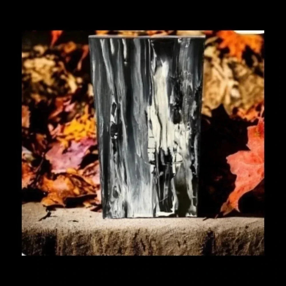 Original Abstract Painting Wood Black White Titled Lurking In The Background‎